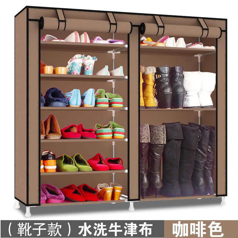 简易鞋架防尘罩牛津布套单卖可水洗家用鞋架外套宿舍小鞋柜布罩 60.30.50花色