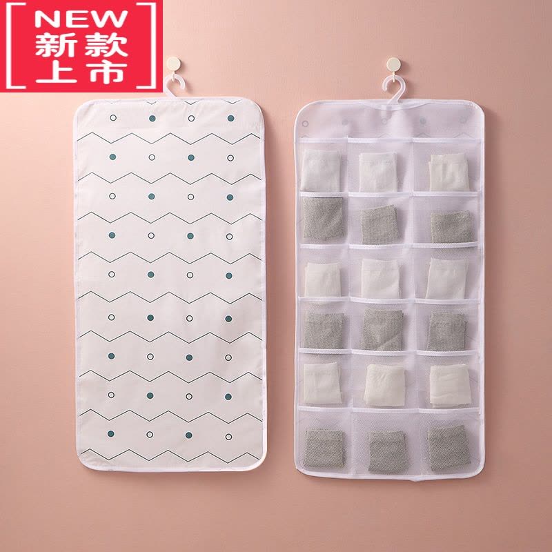可莉允布艺杂物饰品内衣墙挂式收纳袋墙上门后大容量悬挂式透明墙壁挂袋图片
