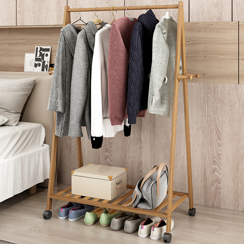 简易衣帽架落地式简约现代卧室挂衣架房间置物架法耐衣服架子家用