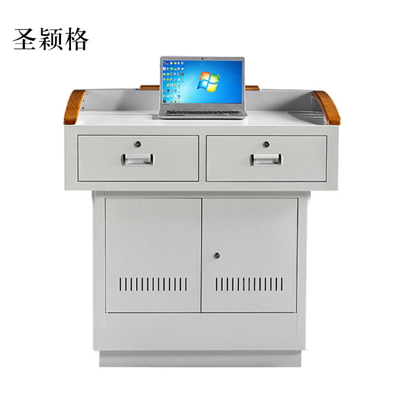 圣颖格学校多媒体讲台钢制讲台演讲台中控讲台办公桌操作台1000*700*1000mm(钢面款)【不含显示屏】