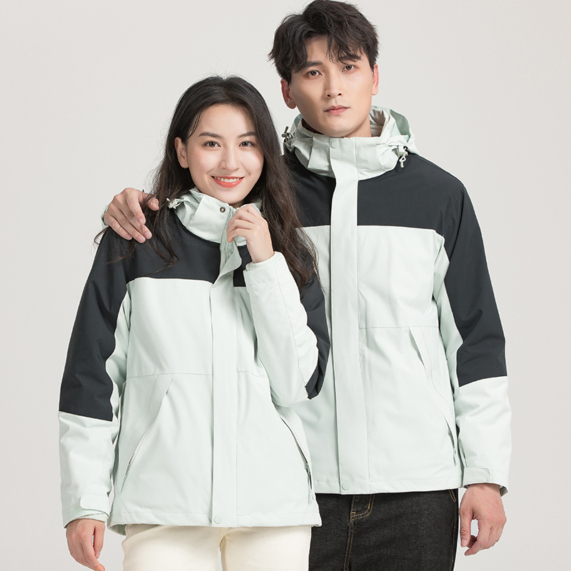 渔人船长户外情侣款冲锋衣男女三合一两件套防风保暖可脱卸登山服外套高清大图