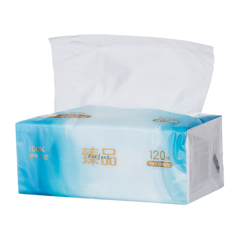 齐心 LPRC0003 臻品系列纸面巾 软抽纸 120抽 3层 白 1箱装高清大图