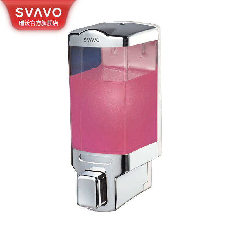 瑞沃(SVAVO)双头皂液器壁挂式免打孔手按洗手液瓶厨房洗洁精瓶卫生间洗手机 V-8121C 铬+透明-单格单