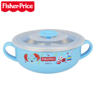 费雪牌(FISHER-PRICE) 母婴幼儿童双耳碗不锈钢塑料碗FP-8017蓝色适用年龄:6个月以上