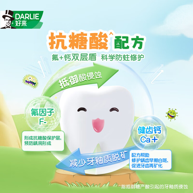 好来(DARLIE)(原黑人)宝贝兔儿童牙膏2-3-6-12岁橙味40g温和洁净 含氟防蛀防龋高清大图