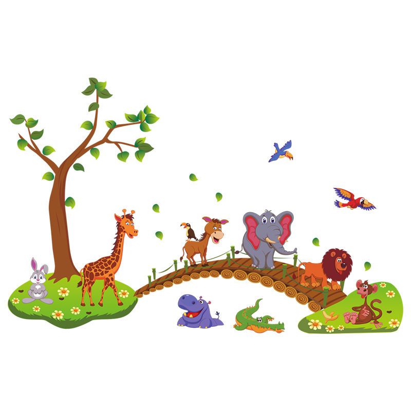 小孩房间幼儿园装饰儿童墙贴纸卡通动物宝宝卧室早教墙纸贴画自粘动物