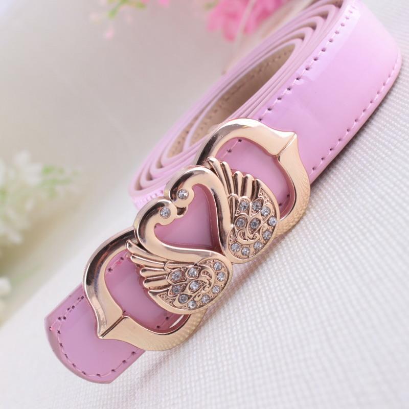 皮带女式腰带天鹅吻腰带少女裤带时尚百搭休闲皮带学生装饰皮带粉色