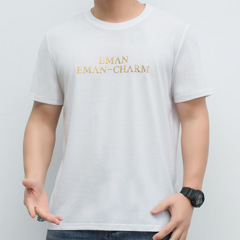 丝光棉t恤男短袖胖子衣服男休闲大码舒适体恤烫钻打底衣男装