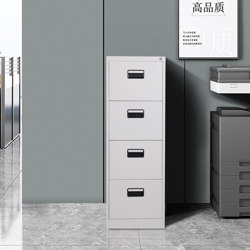 臻远 ZYJJ-800141文件挂劳柜卡箱办公资料柜矮柜A4FC挂快捞柜立式抽屉柜 灰白四抽黑色拉手高清大图