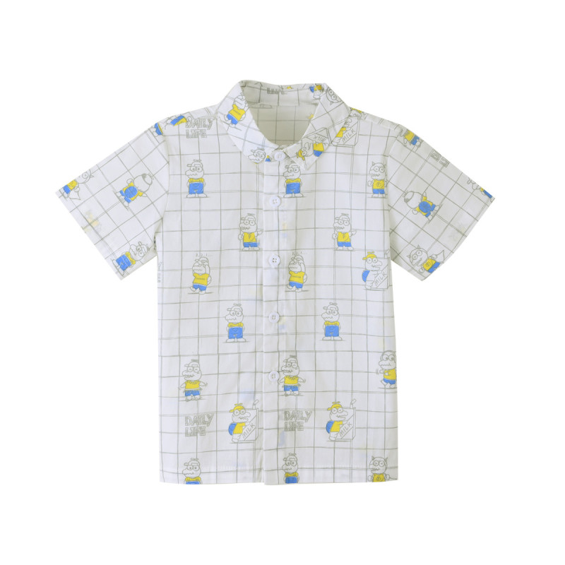 [1件3折]铅笔俱乐部童装2025夏款男小童衬衣宝宝印花衬衫儿童翻领短袖上衣