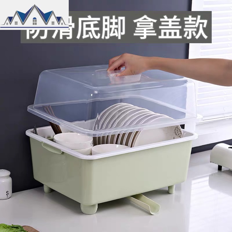 碗筷收纳盒放碗沥水架厨房收纳箱带盖家用置物架双层塑料碗柜特大 三维工匠高清大图
