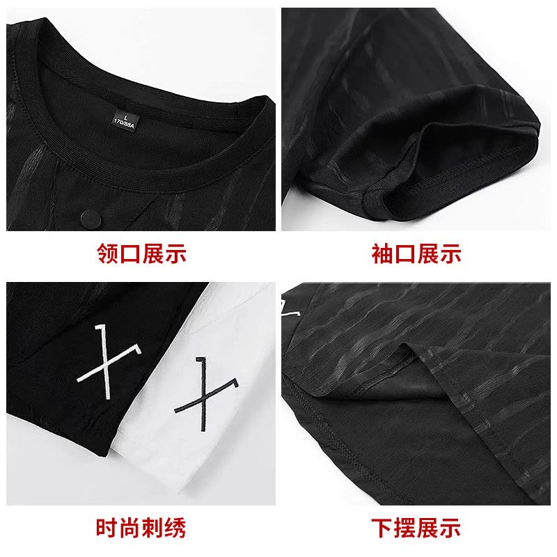圣吉奥夏季新款冰丝套装男青年潮流休闲短袖t恤长裤运动服两件套图片