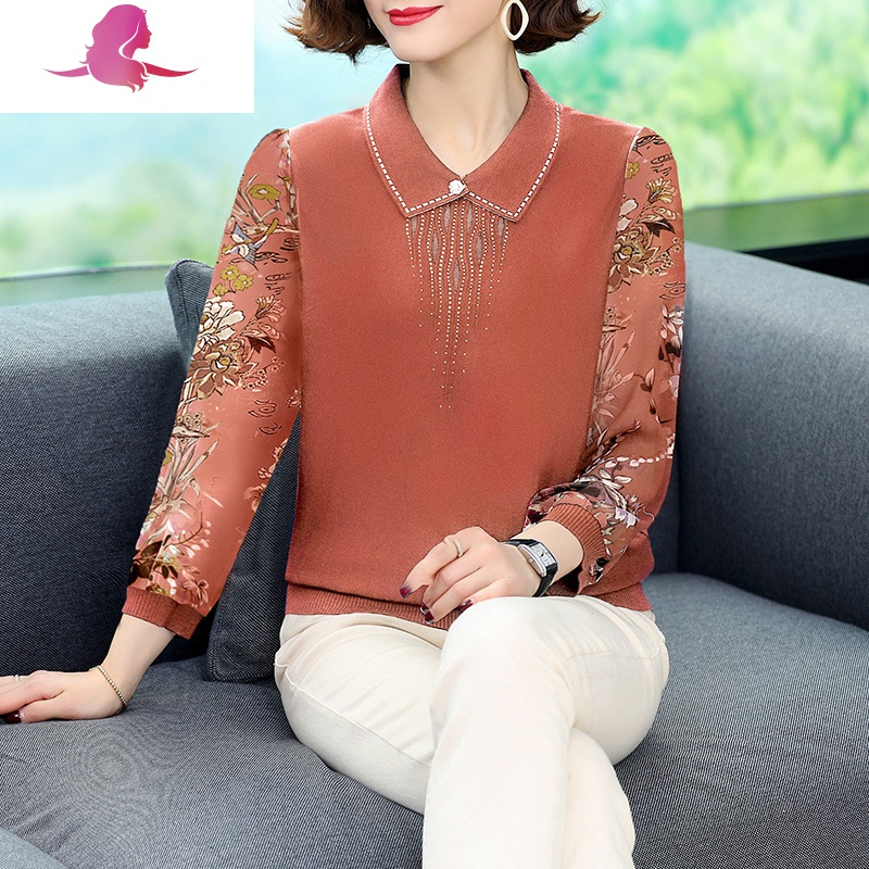 艳如飞中年妈妈春装长袖气质上衣40岁50中老年女士衬衫春季时尚洋气