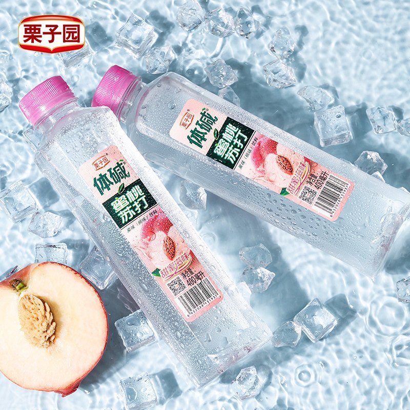 栗子园体碱蜜桃苏打水饮料无汽果味饮料饮用水饮品400ML*24瓶