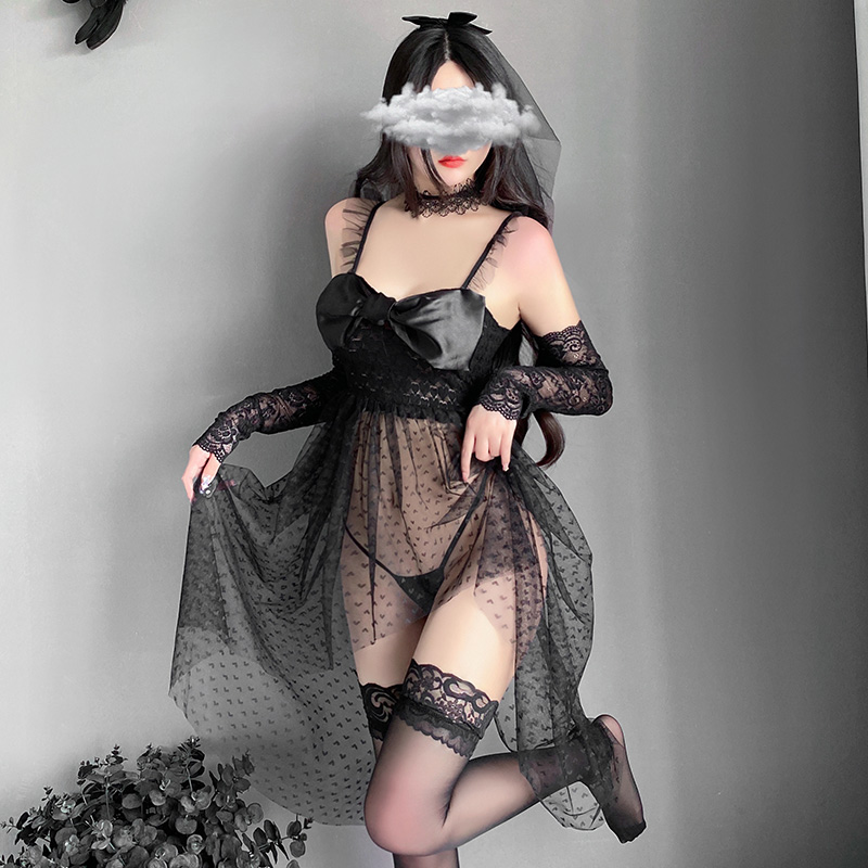霏慕情趣内衣角色扮演性感浪漫新婚娘花嫁套装吊带连衣裙制服诱惑网纱蕾丝透视女式情趣睡衣开裆露乳免脱T裤丁字裤血滴子成人用品高清大图