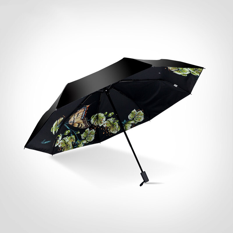 成人遮阳伞创意蝴蝶图案雨伞黑胶双层太阳伞防晒太阳伞男女通用雨晴伞