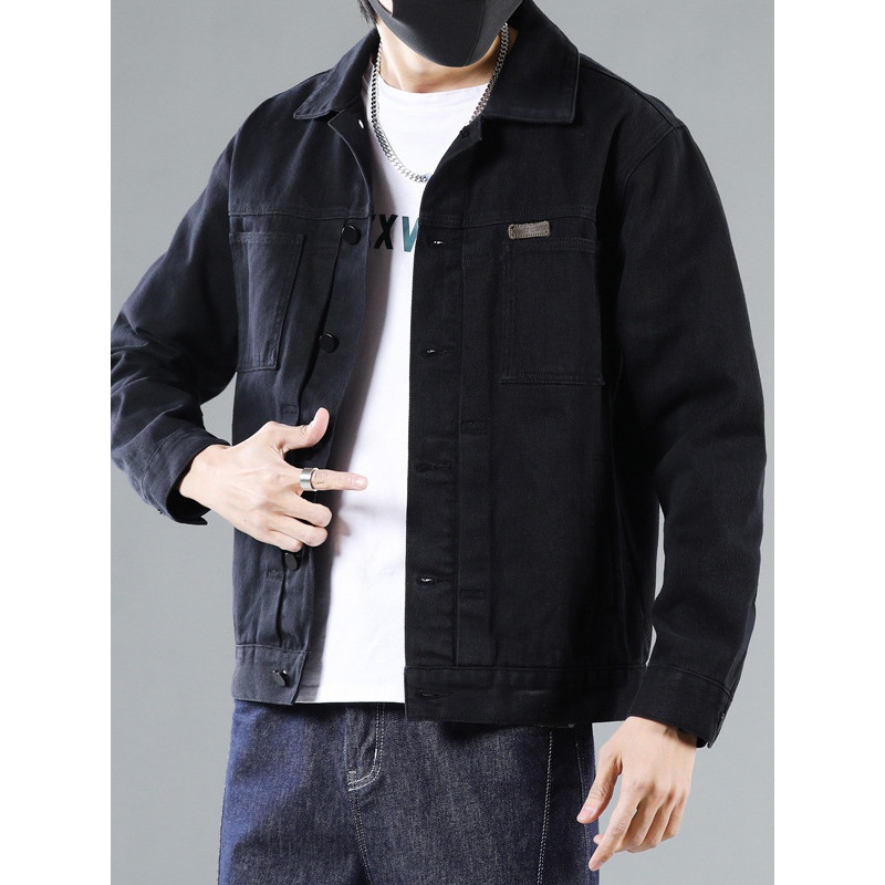 重磅牛仔夹克男韩版潮流休闲帆布工装外套 港风ins潮牌春秋季上衣