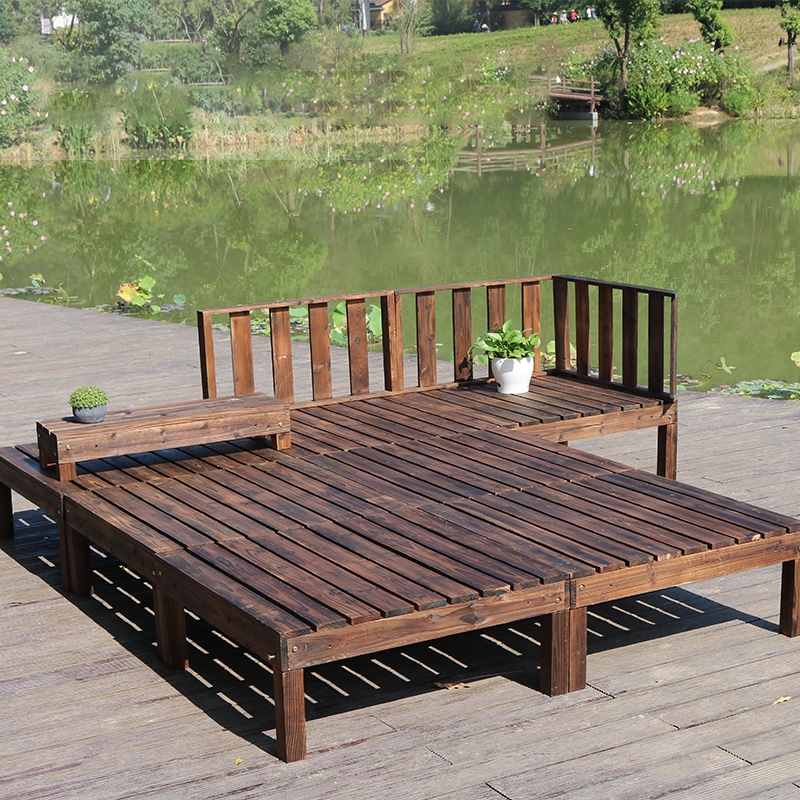 定制户外阳台木地板庭院休闲实木景观平台花园草坪大台阶组合坪台