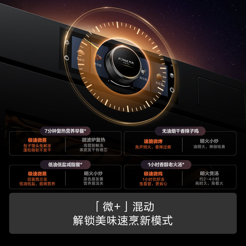方太(FOTILE)嵌入式蒸烤箱一体机家用 微蒸烤炸四合一 悬浮星空屏 智能蒸箱烤箱空气炸锅微波炉03-G2高清大图