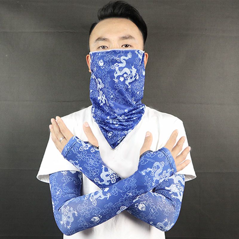 春夏季防晒袖套脖套面罩全脸男女薄款透气弹力骑行户外钓鱼护臂套脖套