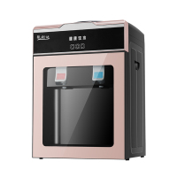 饮水机 迷你型台式制冷制热冷热家用办公宿舍迷你小型节能开水机冰热两用双出口(金色玻璃门款)温热