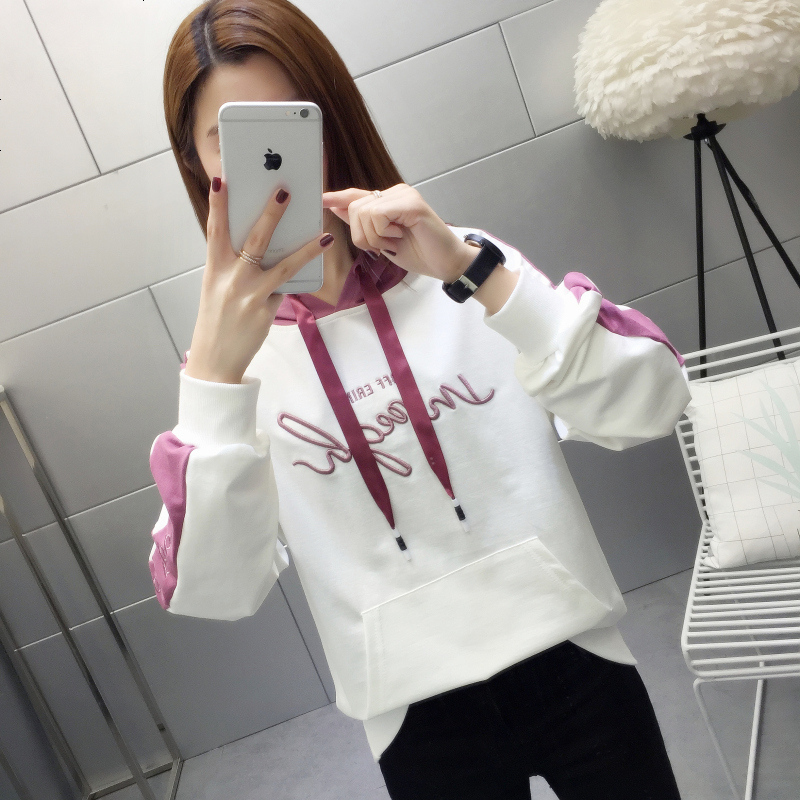 卫衣少女装2019春装新款甜美长袖上衣服宽松初中高中学生连帽外套