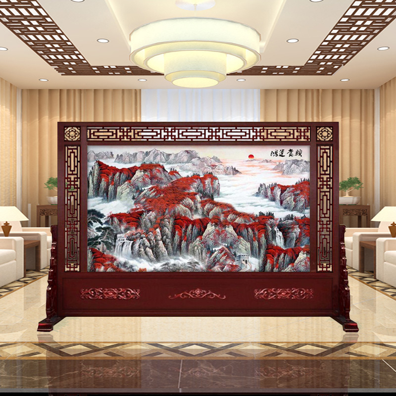 中式实木屏风 进大厅隔断 公司单位屏风酒店实木大座屏 特卖I款 整装