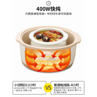 小浣熊电炖锅陶瓷家用煲汤煮粥全自动隔水炖盅大容量燕窝顿锅 卡其色