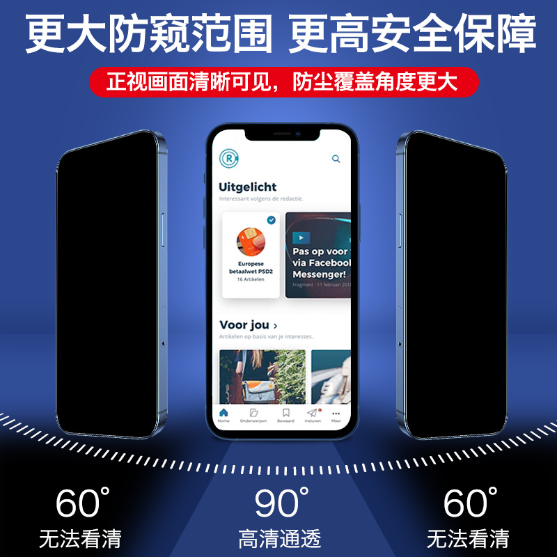 SRT苹果13防窥钢化膜iphone13防窥膜13ProMax手机膜13pro全屏防偷窥贴膜13mini保护膜