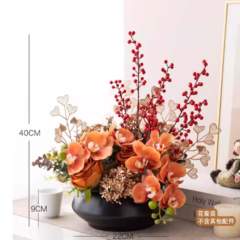 仿真花 塑胶材质 玉兰套装*1、蝴蝶兰套装*1、喜庆套装 *1 含盆 40*22cm高清大图