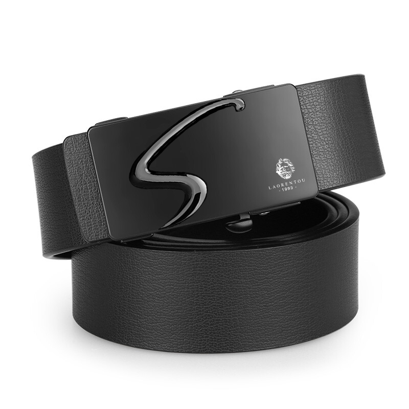 老人头皮带男真皮正品内穿无牙自动扣牛皮腰带休闲品牌裤带耐用
