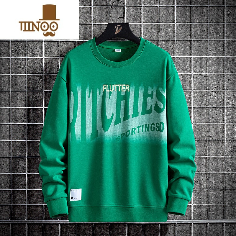 YANXU大码卫衣男套头宽松圆领潮胖子加肥加大胖人印花潮牌男卫UX高清大图