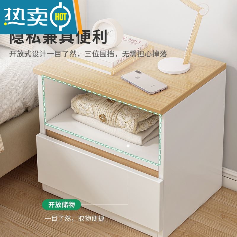 敬平卧室简易小户型床边收纳储物柜抽屉式出租房用收纳柜高清大图