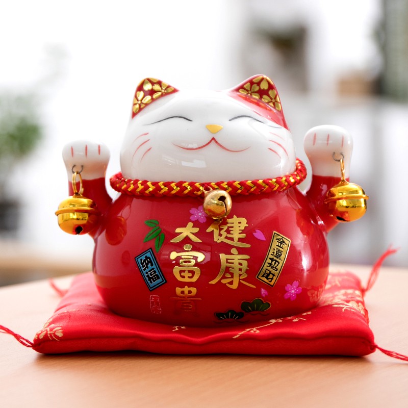 猫小摆件店铺家居办公桌陶瓷装饰品迷你儿童储钱罐生日 三维工匠 六款套组高清大图