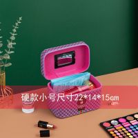 首饰盒化妆品收纳女饰品耳钉耳环戒指盒子收纳多功能箱子工具收纳 熊粉色小号硬a*