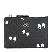 COACH 蔻驰 奢侈品 女士迪士尼黑暗童话系列黑色皮革卡包钥匙包 F73575 IMA47