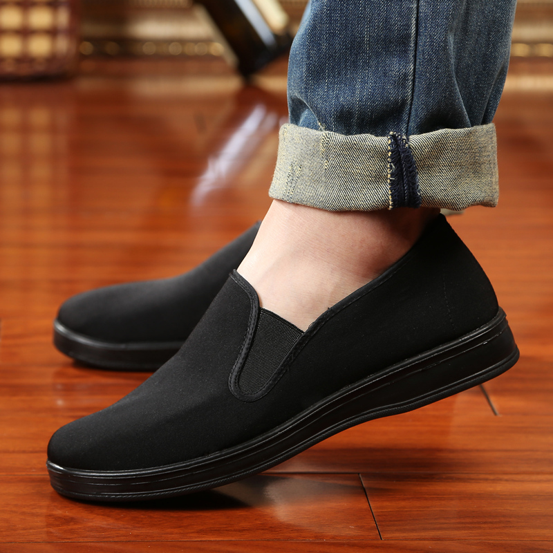芳棋云品牌老北京布鞋男鞋黑色工作鞋厚底防滑爸爸鞋中老年男士厨师