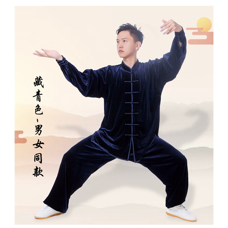 太极服女金丝绒秋冬季加厚春闪电客太极拳练功服2022年新款服装男