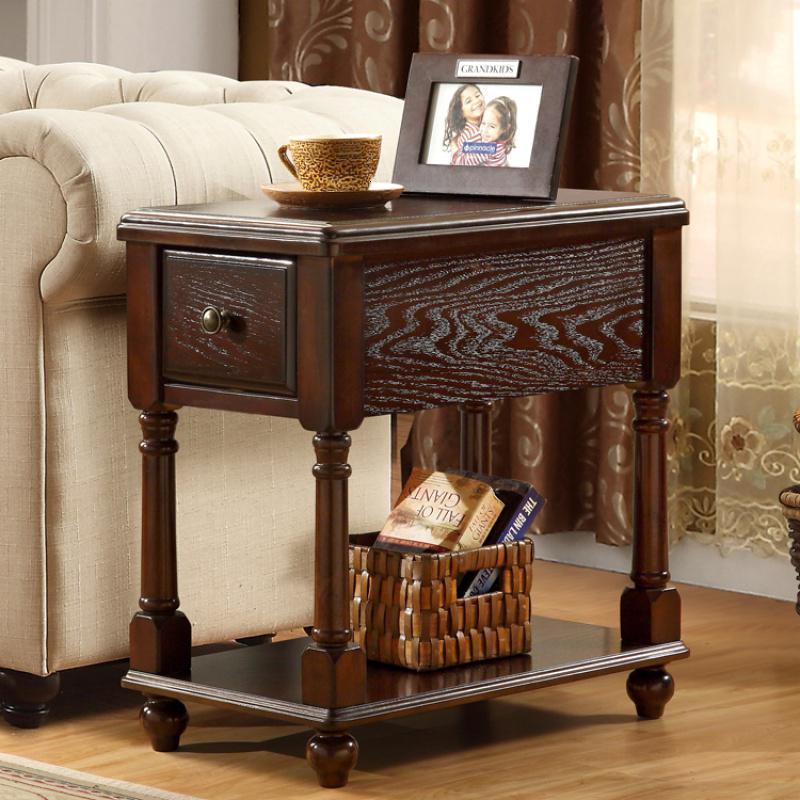 森美人美式实木沙发边几角几简约边柜茶几迷你小方桌客厅电话桌边桌家具 黑胡桃小号（330*560*590）