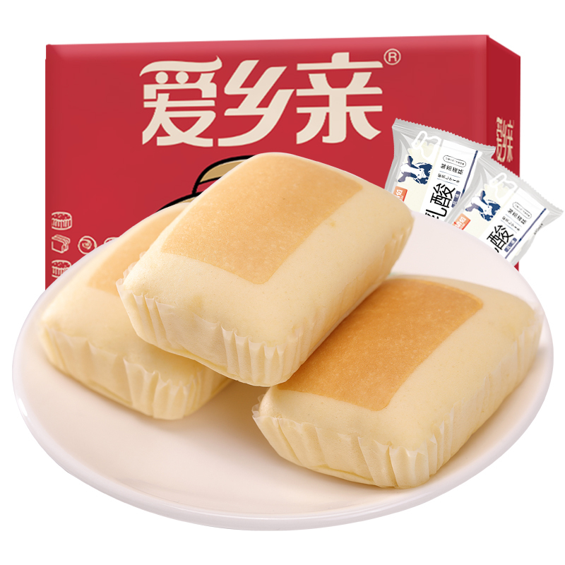 爱乡亲乳酸风味 糕点 面包 蒸蛋糕500g(早餐蛋糕) 新老包装交替发货