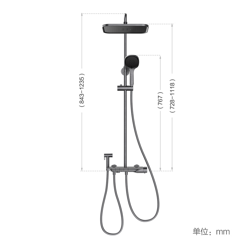九牧(JOMOO)卫浴花洒淋浴套装喷枪升降淋浴家用琴键置物自动除垢36602-536高清大图