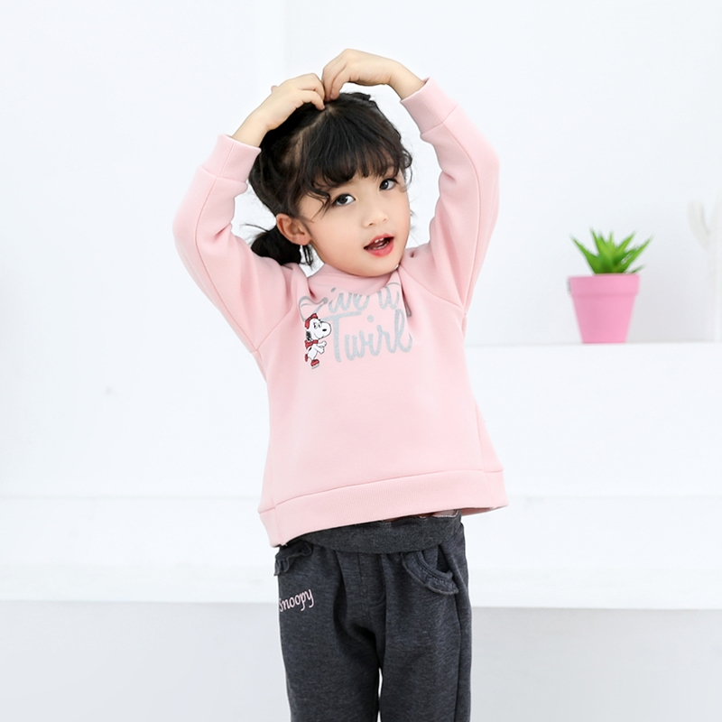 史努比(SNOOPY)女童加绒卫衣春秋冬长袖圆领套头卫衣100-130cm