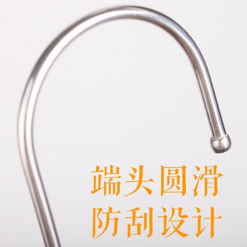 时尚创意加厚加粗不锈钢S多功能不锈钢厨房s型挂钩多功能墙壁后衣橱金属免钉大号强力钩子s形勾卡夹不锈钢挂钩
