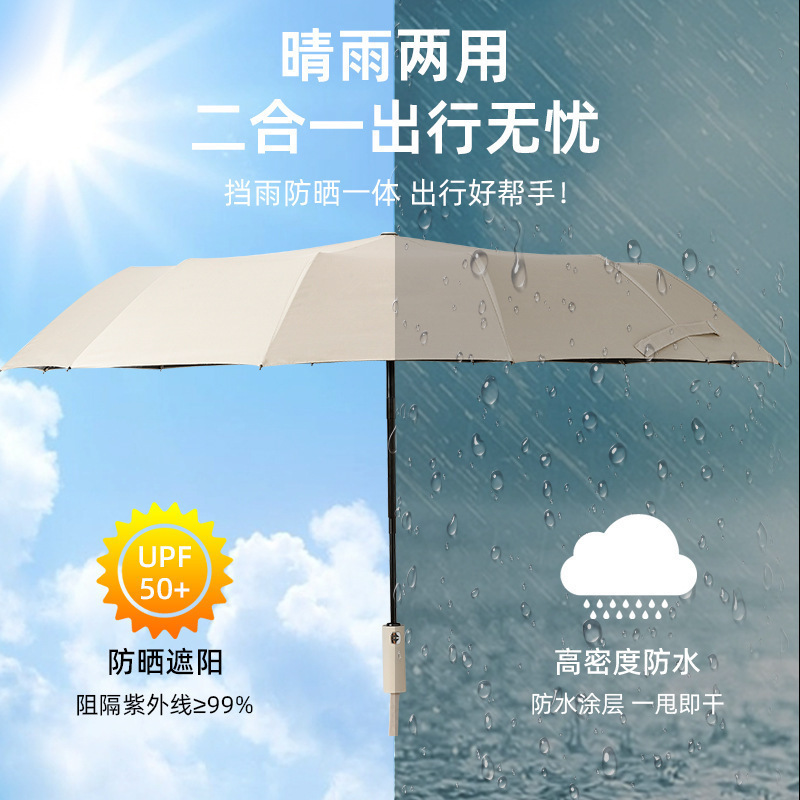 优橙雨伞全自动加大晴雨伞工厂批发折叠伞高级感[自动款]8骨加固遮阳伞可印制LOGO 200把起订