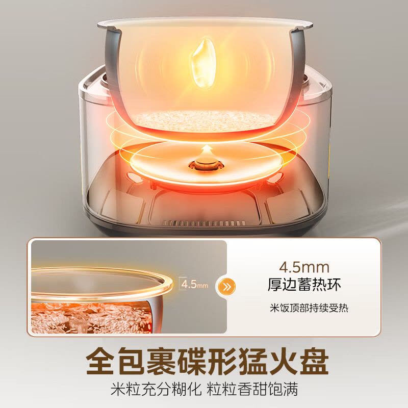 美的(Midea)电饭煲5L电饭锅抗菌青瓷内胆一键柴火饭 特色卤炖大容量家用智能预约MB-5E86(4-5人)补贴图片