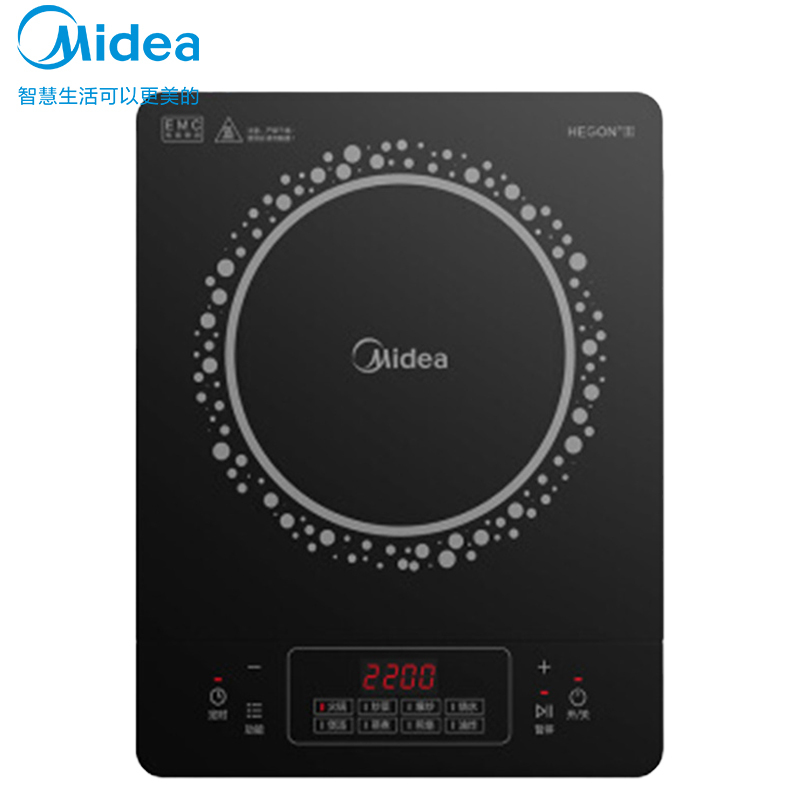 美的(Midea)电磁炉 C22-RT22E01 家用2200W大火力汉森面板 电磁灶4D防水 旋风防堵风机
