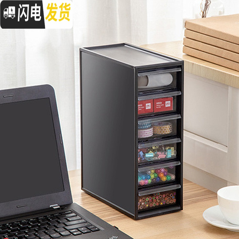 三维工匠抽屉式桌面收纳盒透明塑料化妆品整理盒办公桌文具储物盒小收纳箱高清大图