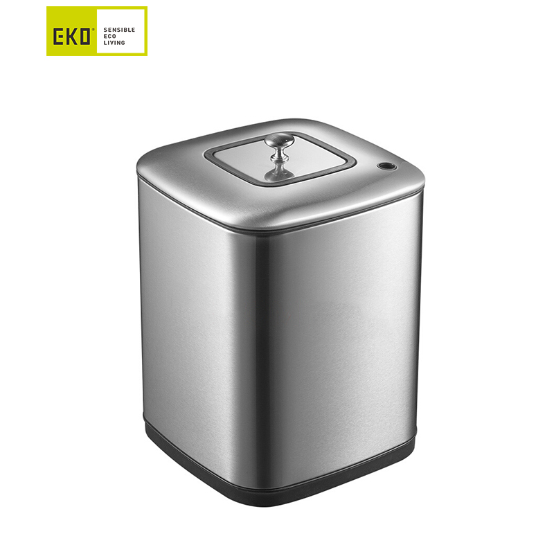 EKO(宜可) 不锈钢茶水桶 家用客厅带盖茶叶渣过滤垃圾筒 9399 砂钢 9L