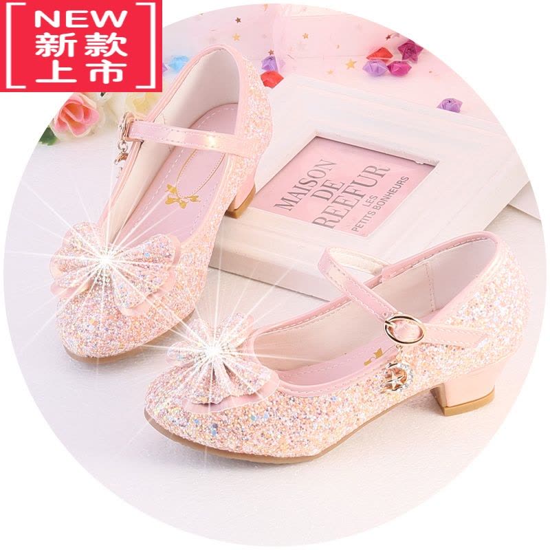 可莉允公主女童皮鞋学生2022新款百搭小女孩白色礼服走秀婚礼儿童高跟鞋运动休闲鞋图片