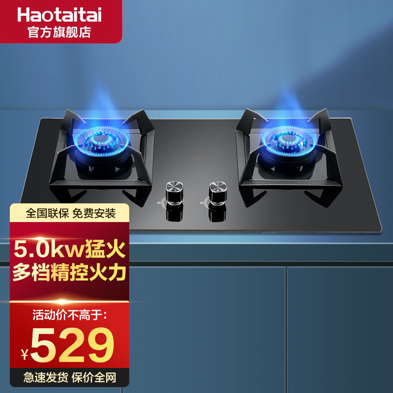 Haotaitai用心爱好太太燃气灶双灶家用嵌入式天然气炉灶台液化气台式 2192A燃气灶5.0kw大火-天然气